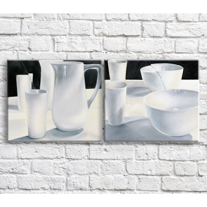 Картина ArtPoster White glasses and jug on Black background (3478706)