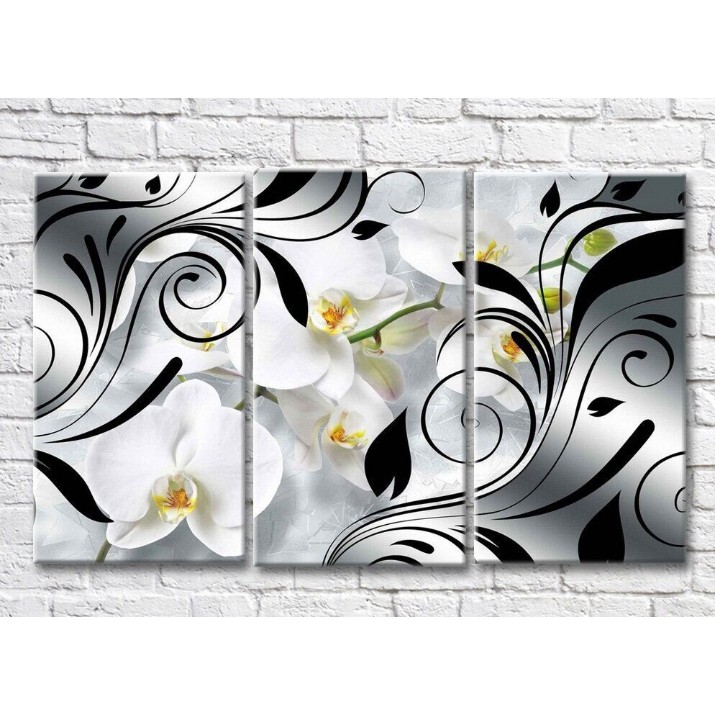 Картина ArtPoster White orchid and Black patterns on a Light background (3565115)