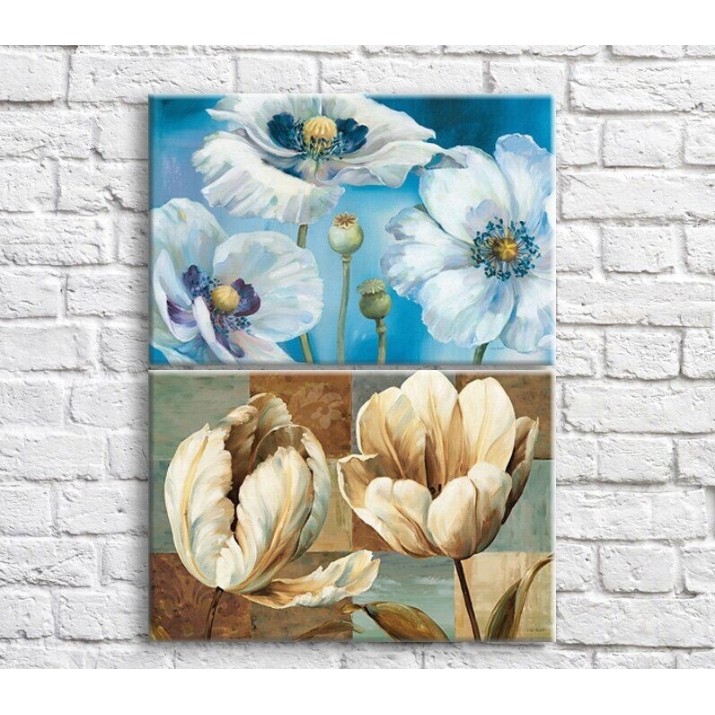 Картина ArtPoster White poppies on Blue and Brown backgrounds (3467866)