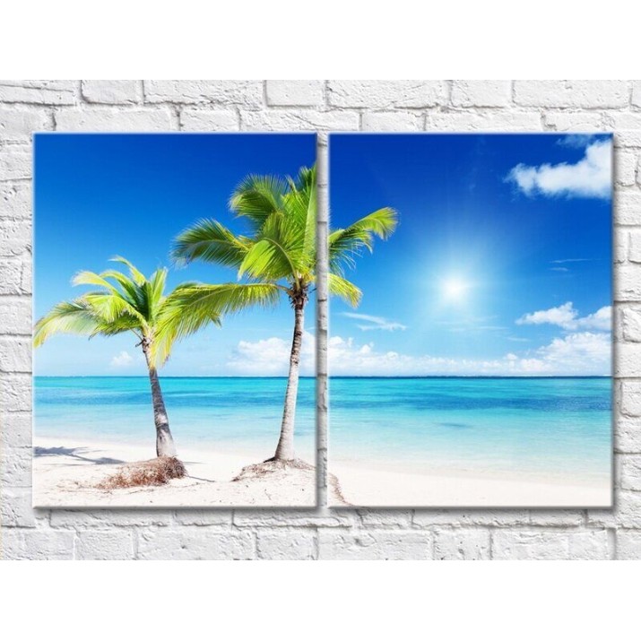 Картина ArtPoster Two palm trees on the beach against the background of the sea (3453733)