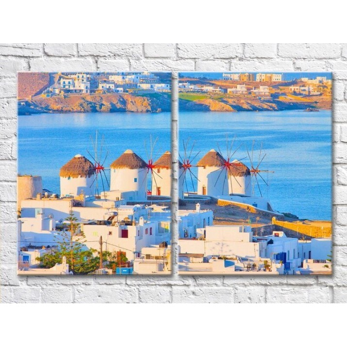 Картина ArtPoster Windmills of Greece by the sea (3453715)