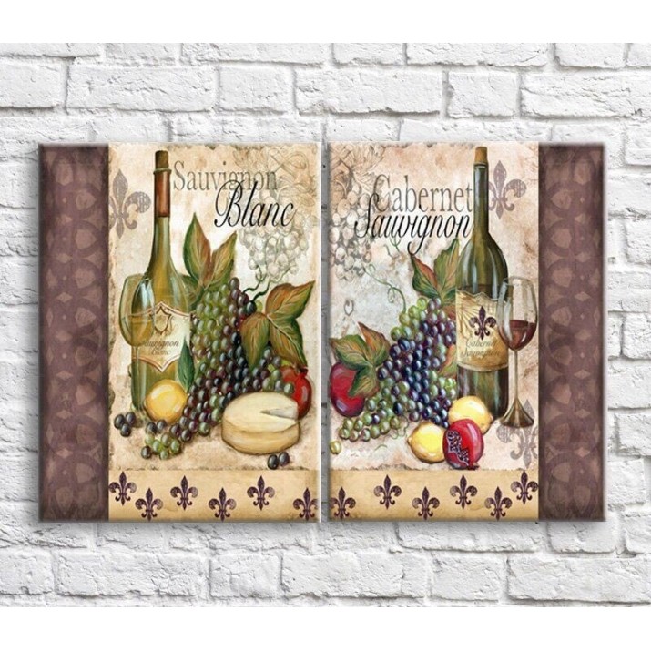 Pictură ArtPoster Wine and fruits in vintage style (3478785)