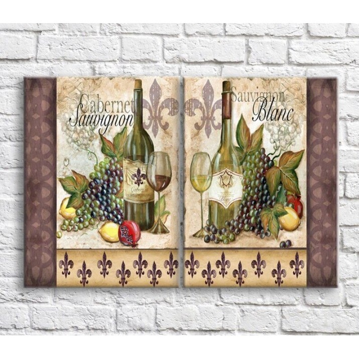 Картина ArtPoster Wine and grapes on the background of patterns (3478784)