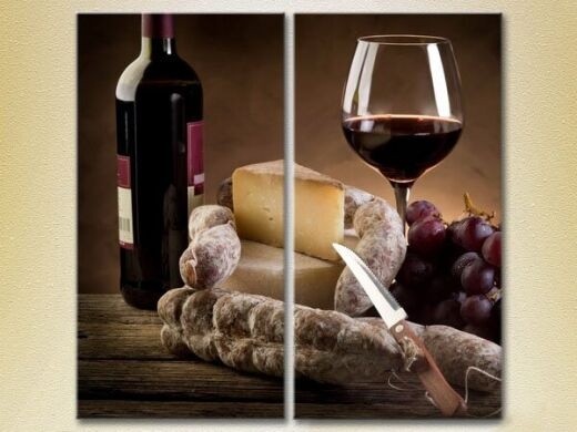 Pictură ArtPoster Wine/cheese and grapes (2602671)