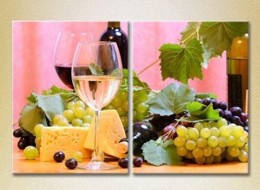 Pictură ArtPoster Wine/cheese and grapes (2602793)