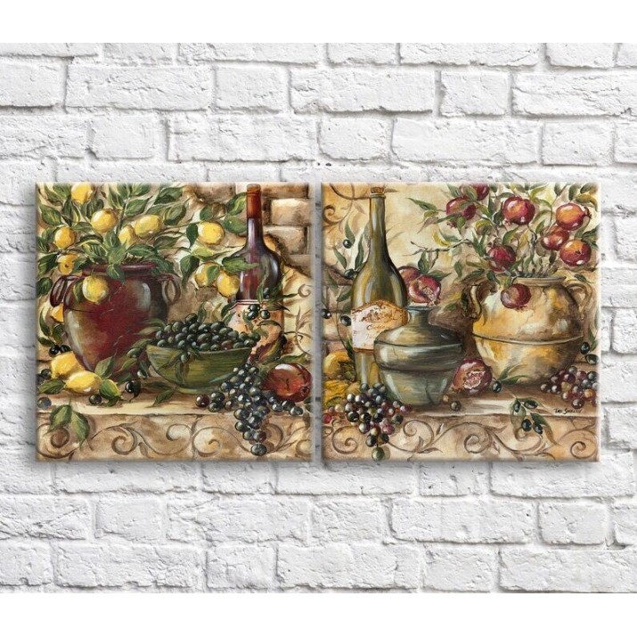 Pictură ArtPoster Wine/grapes and plants/still life (3478722)