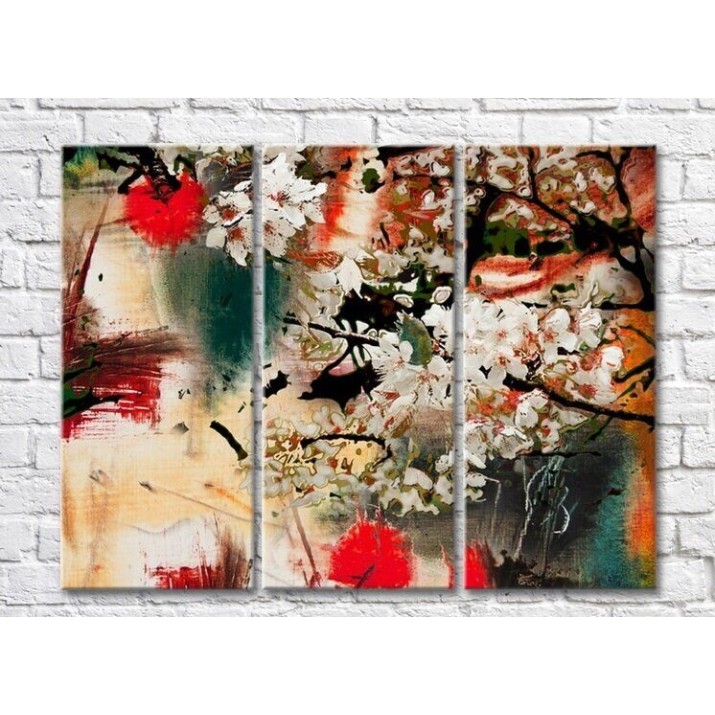 Pictură Rainbow Blooming cherry tree, oil (3448925)