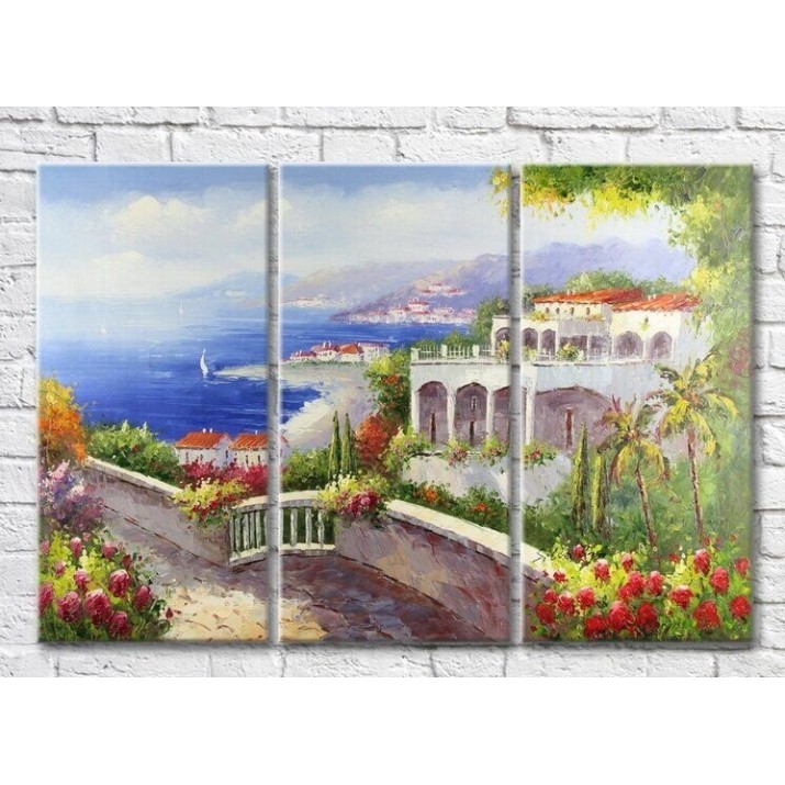 Картина Rainbow Blooming terrace by the sea (3485177)
