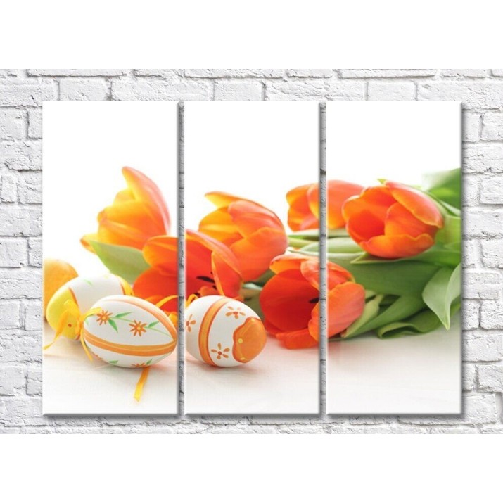 Картина Rainbow Orange tulips and Easter decorative eggs (500494)