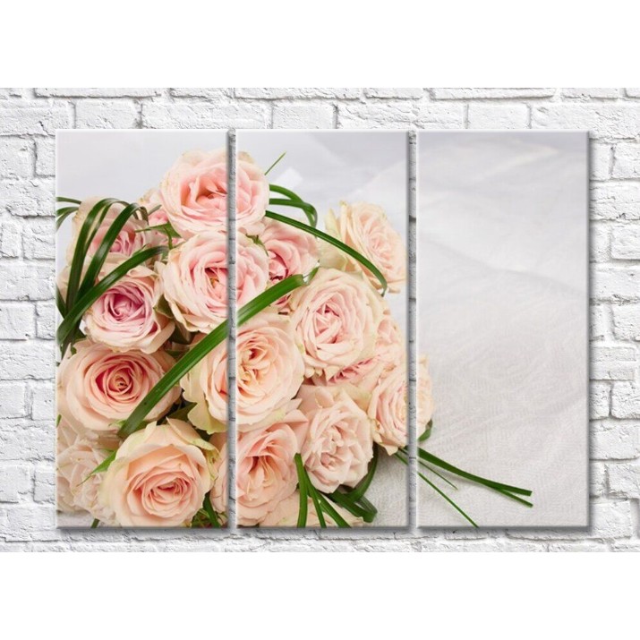 Pictură Rainbow Peach roses in a bouquet (500507)