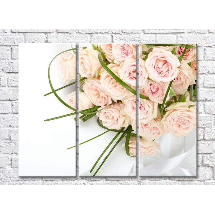 Pictură Rainbow Peach roses in a bouquet on a white background (500506)
