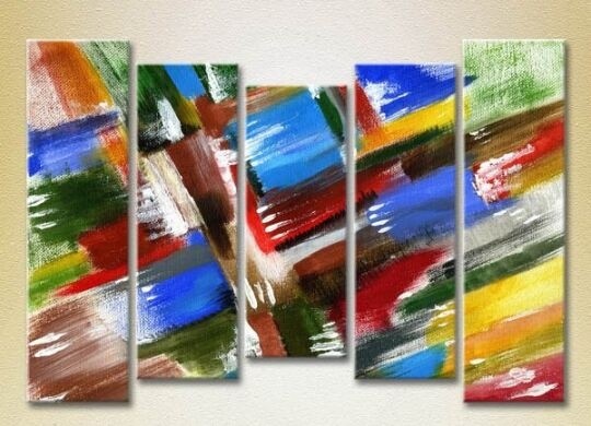 Pictură Rainbow Polyptych Abstraction blue red 11 (2231690)