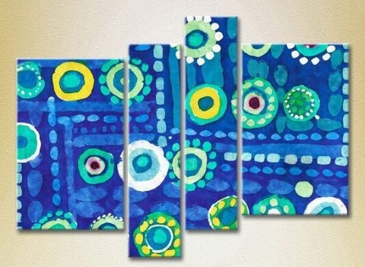 Pictură Rainbow Polyptych Abstraction blue yellow 04 (2230311)
