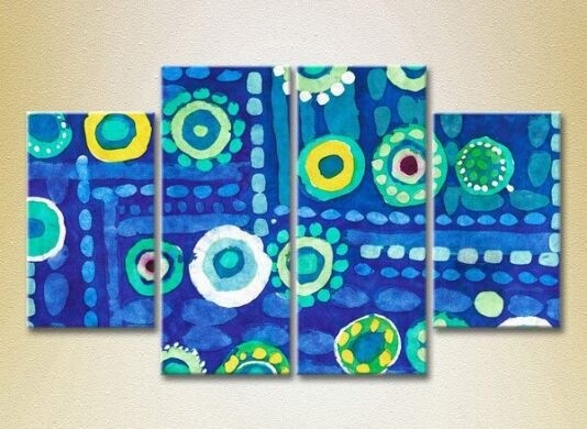 Картина Rainbow Polyptych Abstraction blue yellow 05 (2230312)