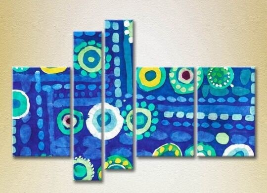 Pictură Rainbow Polyptych Abstraction blue yellow 10 (2231685)