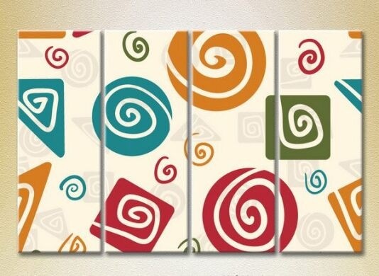 Pictură Rainbow Polyptych Abstraction Geometric Shapes 02 (2230513)