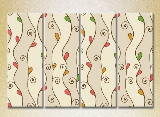 Pictură Rainbow Polyptych Abstraction pattern red green 07 (2230512)