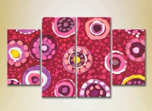 Pictură Rainbow Polyptych Abstraction pink yellow 05 (2230304)