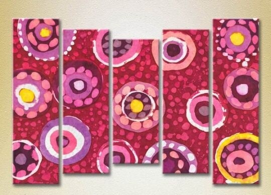 Pictură Rainbow Polyptych Abstraction pink yellow 10 (2231681)