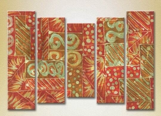 Pictură Rainbow Polyptych Abstraction red green 10 (2231673)