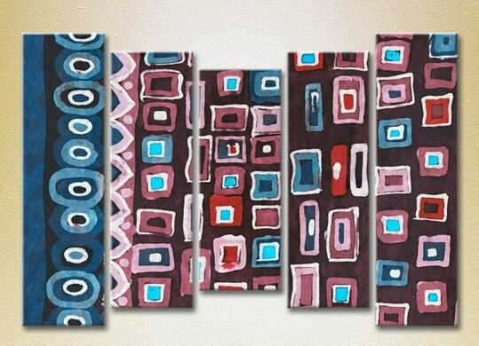 Pictură Rainbow Polyptych Abstraction violet blue 15 (2231707)