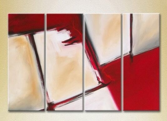 Pictură Rainbow Polyptych Abstraction white red 01 (2230247)