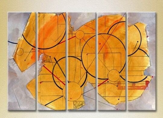 Pictură Rainbow Polyptych Abstraction yellow violet 09 (2231650)