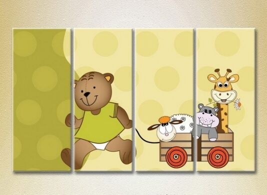 Pictură Rainbow Polyptych Animals in the cart (2230557)