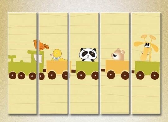 Картина Rainbow Polyptych Animals on the train 01 (2231776)