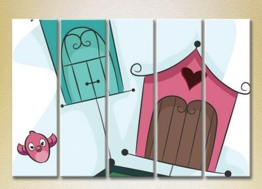 Картина Rainbow Polyptych Birdhouses and Birds 02 (2231803)