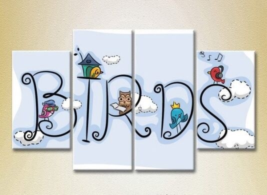 Pictură Rainbow Polyptych Birds (2230588)