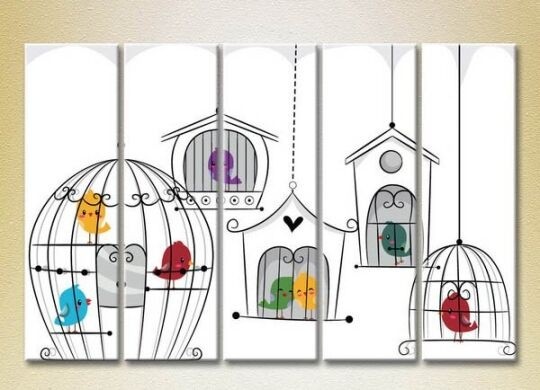 Картина Rainbow Polyptych Birds in Cages 01 (2231783)