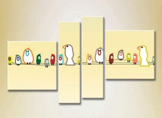 Pictură Rainbow Polyptych Birds on Wires 02 (2230575)