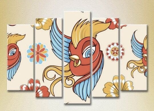 Картина Rainbow Polyptych Birds red yellow 01 (2231785)