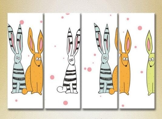 Картина Rainbow Polyptych Bunnies (2230558)