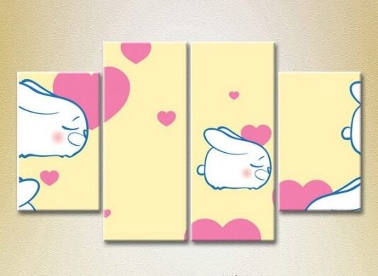 Картина Rainbow Polyptych Bunnies and Hearts 03 (2230568)
