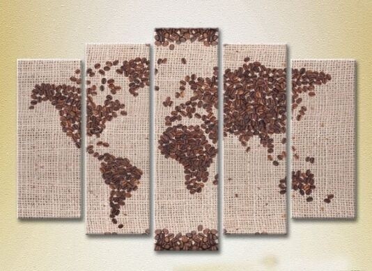 Картина Rainbow Polyptych Coffee Beans World Map 02 (2224594)