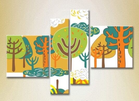 Картина Rainbow Polyptych Colorful forest (2230595)