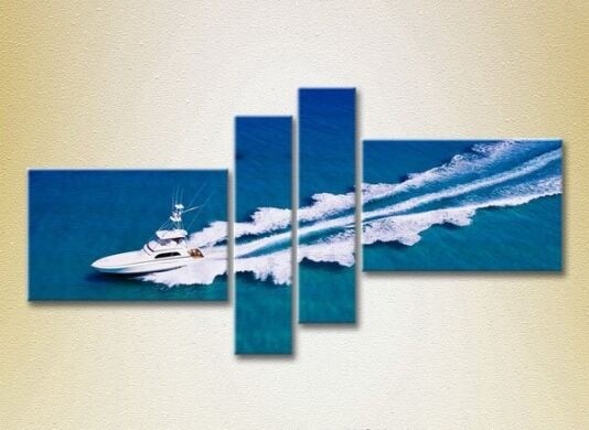 Pictură Rainbow Polyptych Cutter cuts the water (2223435)