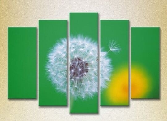 Картина Rainbow Polyptych Dandelion on a green background 03 (2932843)