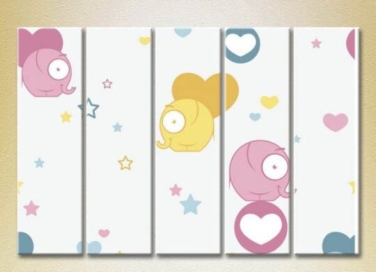 Картина Rainbow Polyptych Elephants and Hearts 02 (2231809)