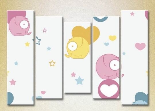 Картина Rainbow Polyptych Elephants and Hearts 03 (2231810)