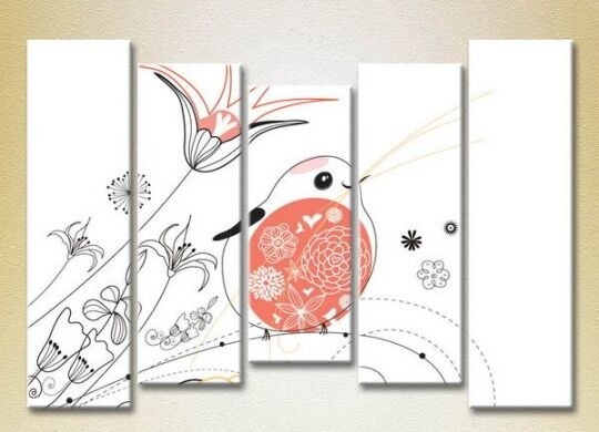 Картина Rainbow Polyptych Fat Bird and Flowers 03 (2231850)