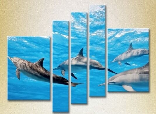 Картина Rainbow Polyptych Flock of Dolphins 04 (2224646)