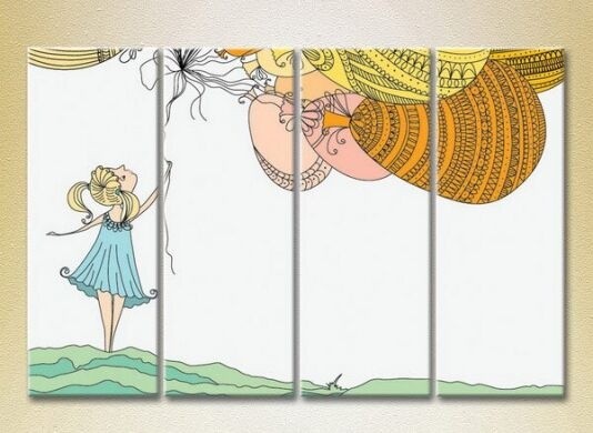Картина Rainbow Polyptych Girl with balloons 01 (2230580)