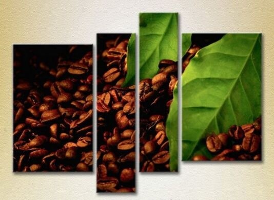 Pictură Rainbow Polyptych Grains coffee leaves 01 (2220238)