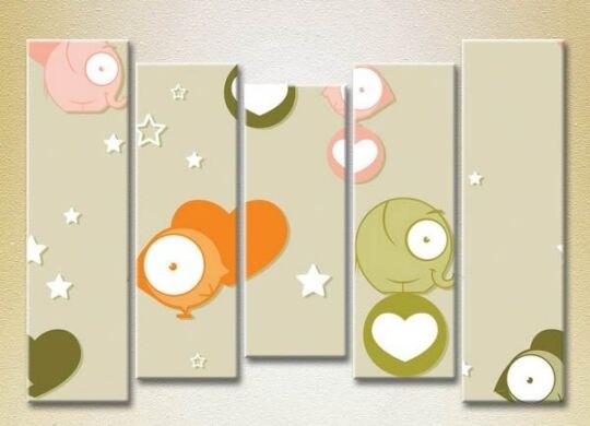 Картина Rainbow Polyptych Hearts and Elephants 03 (2231801)