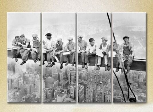Pictură Rainbow Polyptych Lunch on a skyscraper 05 (2718171)