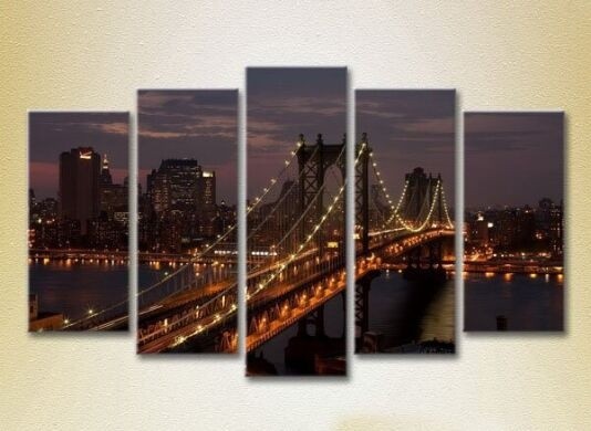 Pictură Rainbow Polyptych Manhattan Bridge 02 (2224519)