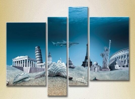 Pictură Rainbow Polyptych Monuments of world architecture under water 01 (2718178)
